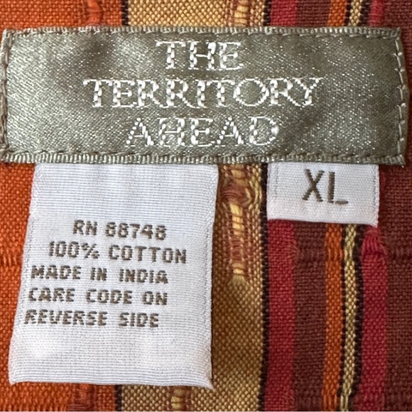 The Territory Ahead Stripe V-neck Button Front Blouse Long Sleeve Textured Woven - Picture 4 of 10